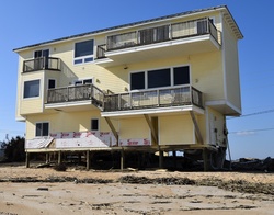 Beach home damage by Hurricane Matthew