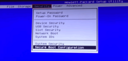 disable secure boot in HP computer