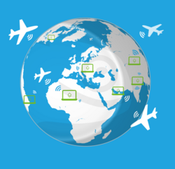 airplane flying around the world