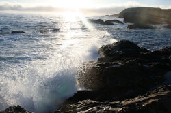 Waves crashing at Sunset on the Carmel by the Sea Coastline