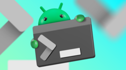 bugdroid holding a terminal