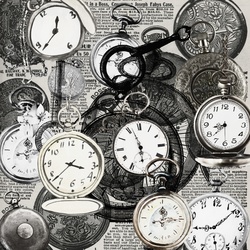 A black and white collage of various types of old pocket watches