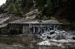 Graffiti on a wall in wintry Oregon setting