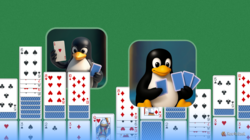 penguins playing cards