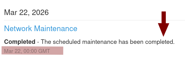 The scheduled maintenance has been completed.