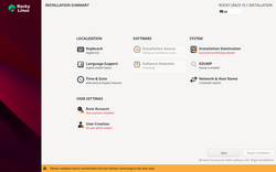 Rocky Linux installation summary
