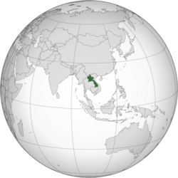 Orthographic map of Laos