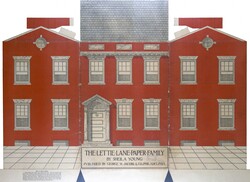 Public domain vintage red brick house paper cut out for children