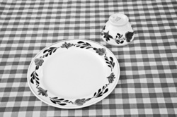 Old dutch tableware black and white