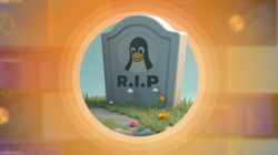 RIP with penguin image