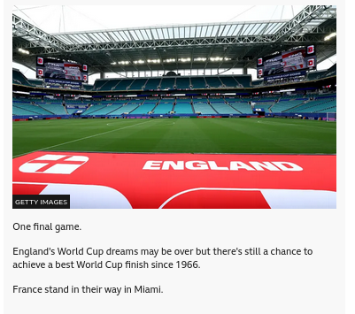 England's World Cup dreams may be over but there's still a chance to achieve a best World Cup finish since 1966.
