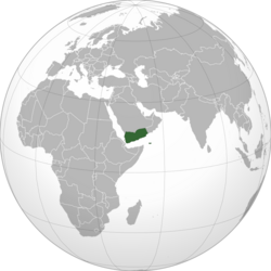 Yemen on the globe