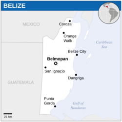 Locator map of Belize.