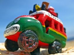 Small model of typical caribbean tropical island transport