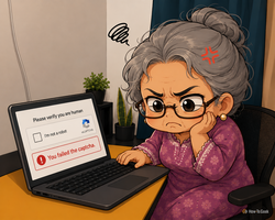 an old confuse person looking at the computer