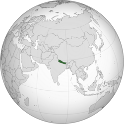 Locator map of Nepal in orthographic projection