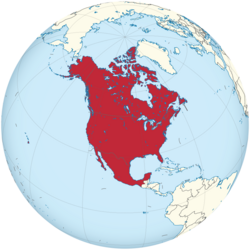 A map of the hemisphere centred on -95, 60, using an orthographic projection