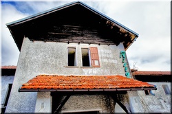 Walls of a rotting restaurant