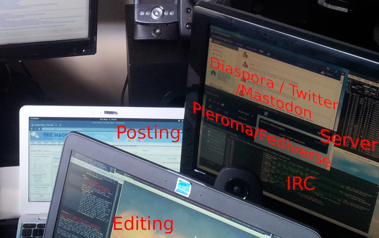 Roy's deskop and laptop with text