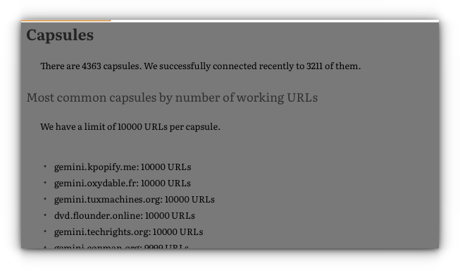 There are 4363 capsules. We successfully connected recently to 3211 of them.