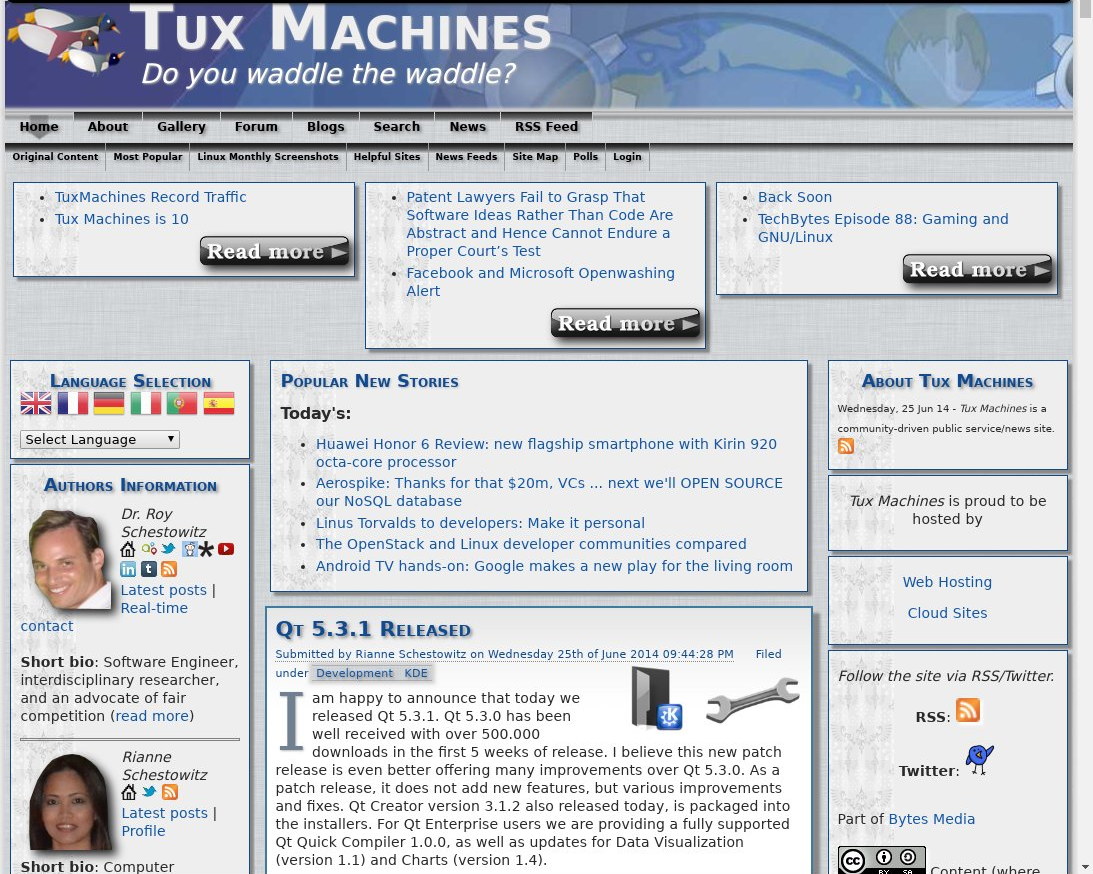 Tux Machines site in 2014