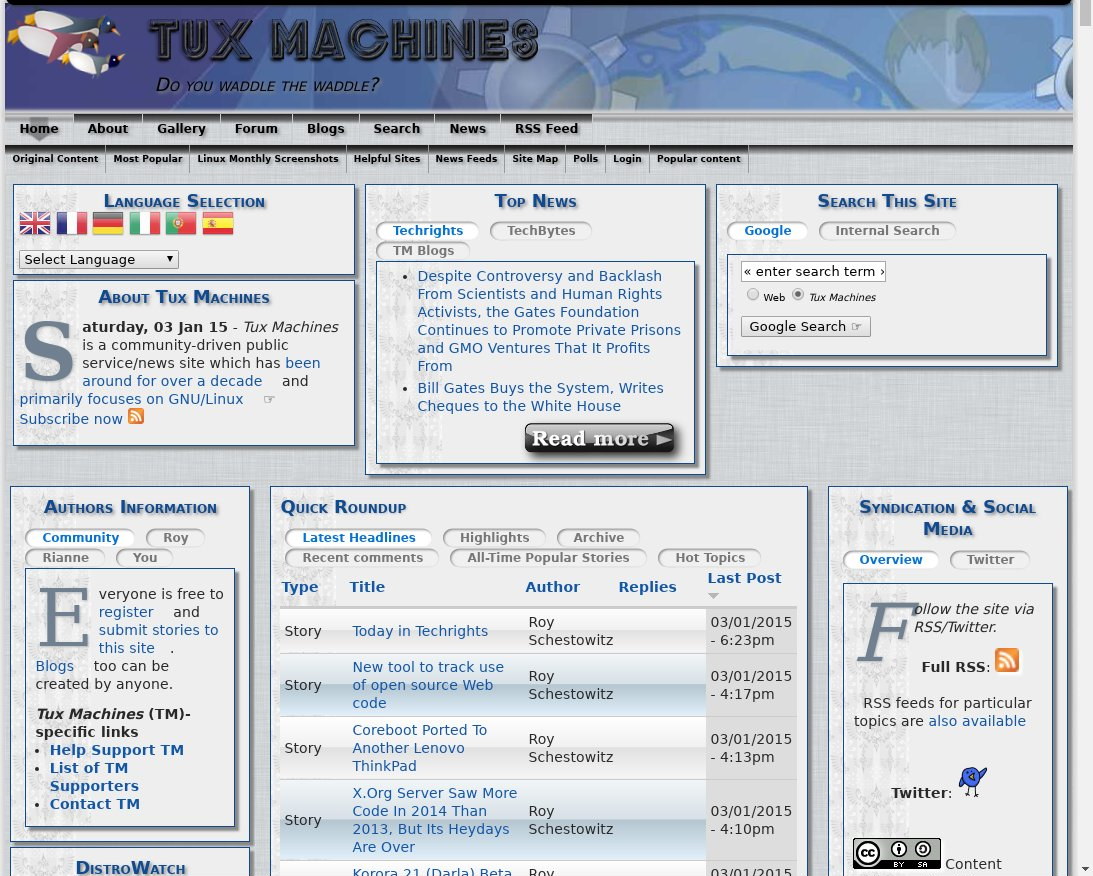 Tux Machines site in 2015