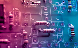 circuit board close up with different components