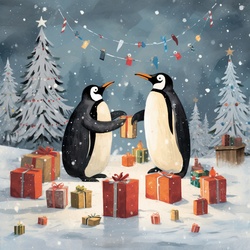 Christmas Penguin Art