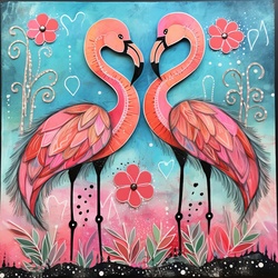 Valentine Flamingo Heart Art Print