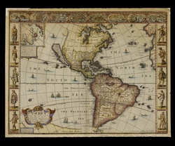 Antique map of north and south america for 1626 when it was considered a new world