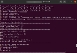The results of running the strings command on a BetaBot builder file