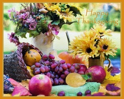 Watercolor Painting of fruit and vegetables thanksgiving card template