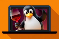 Penguin holding wine glass