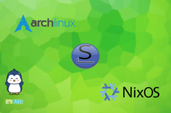 archlinux, slackware, and NixOS logos