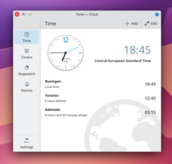 KClockâs world clock main page