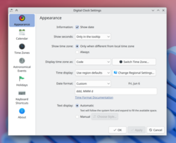 Digital clock settings