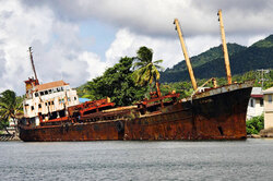 Victim of hurricane Hugo, Portsmouth, Dominica