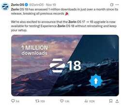 Zorin OS 18 hits 1 million downloads