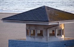 Top of a lookout roof on beach