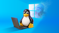 penguin and windows logo