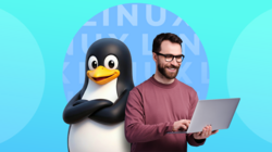 penguin side by side with human
