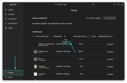 Manage Deb Apps in new app center