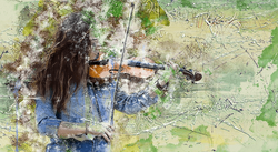 a woman playing violin