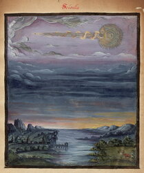 Illustration from a 1587 treatise on comets and meteors, created anonymously in Flanders (now northern France) and known as the Kometenbuch.