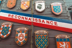 Detail on a merci train at Boothbay Railway Village