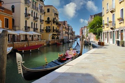 Venice a gondola and the canal