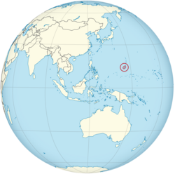 Location of Guam (circled in red)